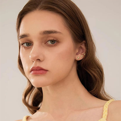 3 Pairs 18K Gold Plated Moon Stud Earrings for Women Hypoallergenic Small Cartilage Post Earring Sets Birthday Graduation Jewelry Gifts Teen Her Mom Girlfriend Female Lady Wife Adults Ideas