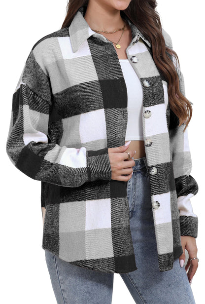 Stylish Women's Long Sleeve Plaid Flannel Shacket Jacket - Perfect for Every Occasion!