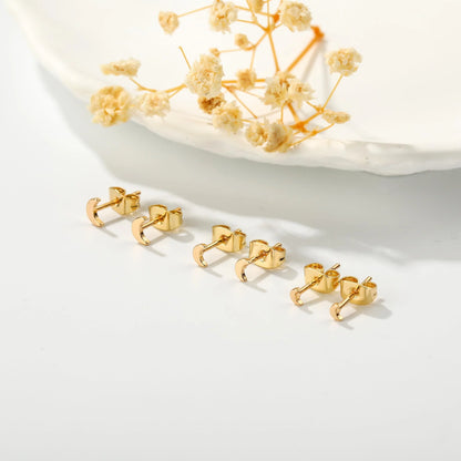 3 Pairs 18K Gold Plated Moon Stud Earrings for Women Hypoallergenic Small Cartilage Post Earring Sets Birthday Graduation Jewelry Gifts Teen Her Mom Girlfriend Female Lady Wife Adults Ideas