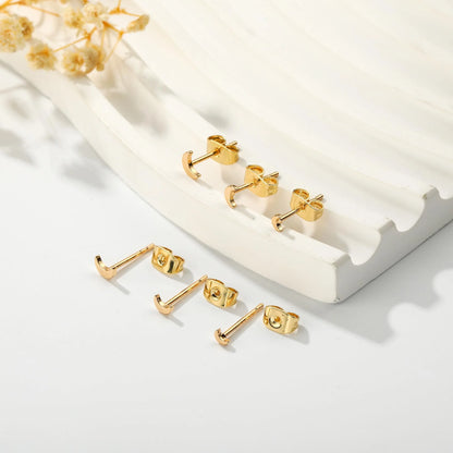 3 Pairs 18K Gold Plated Moon Stud Earrings for Women Hypoallergenic Small Cartilage Post Earring Sets Birthday Graduation Jewelry Gifts Teen Her Mom Girlfriend Female Lady Wife Adults Ideas